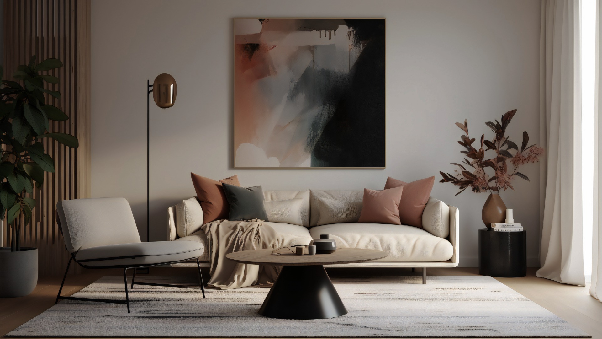 Salon moderne avec un design d'intérieur élégant